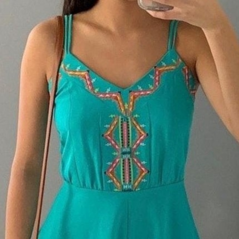 ‼️SOLD‼️ Gianni Bini Embroidered Turquoise Trendy Romper